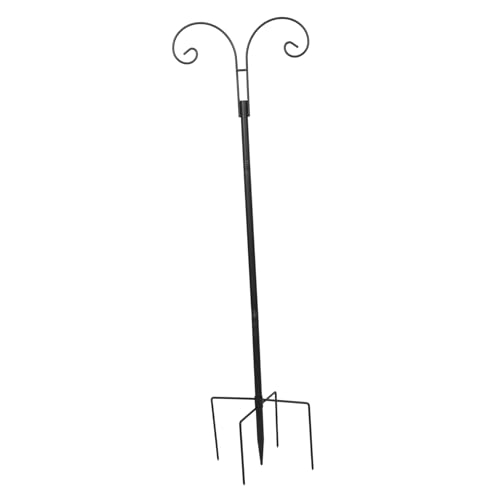 Toyvian Robuster Doppelschäferhaken aus Eisen für Außenbereich Wetterfester Gartenstab zum Aufhängen von Pflanzgefäßen Vogelfutterspendern und Laternen Metallblumenhaken für Terrasse und von Toyvian