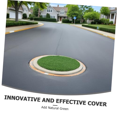 Toyvian Rundes Künstliches Gras Matte Wetterfeste rutschfeste Dekoration für Außenschächte Realistische Imitation Gras Teppich für Tischläufer Garten und Partydeko von Toyvian