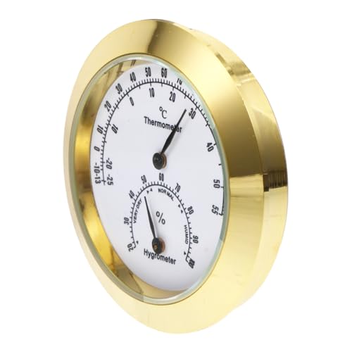Toyvian Rundes Thermometer Hygrometer aus Edelstahl mit Präzisem Deutschem Uhrwerk Messgerät für Temperatur und Luftfeuchtigkeit zur Instrumentenpflege von Violine und Gitarre Handlich von Toyvian