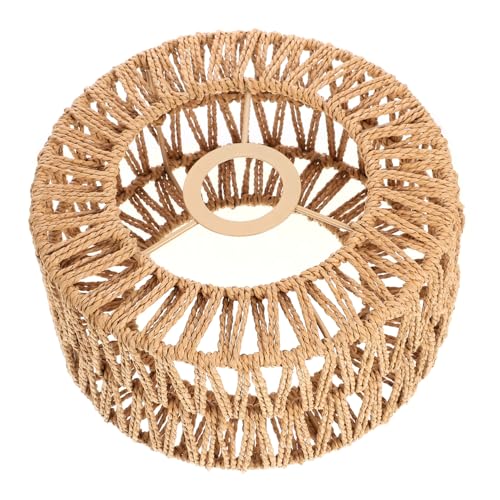Toyvian Rustikaler Lampenschirm aus Handgewebtem Strohrundseil Kleiner Lampenschirm Ersatz für Deckenleuchte Leichter Lampenabdeckung für Schlafzimmer Wohnzimmer Rustikale Beleuchtung von Toyvian
