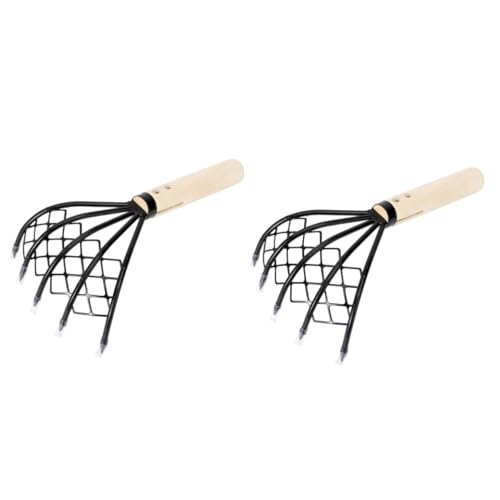 Toyvian Seafood Digging Rake mit Holzgriff Muscheln und Meeresfrüchte Graben Rutschfester Scharfe Krallen für Schnelles Ausheben Werkzeug mit Netzdesign für Einfache von Toyvian