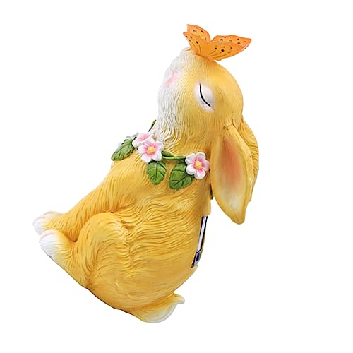 Toyvian Solarbetriebene Gartenlampe im Kaninchen Design Resin Gartenfigur für Draußen Dekorative LED Leuchte mit Schmetterling für Gartendeko und Bringt Außenbereich von Toyvian
