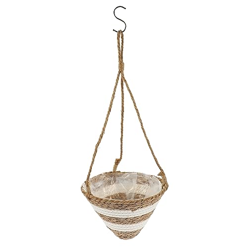 Toyvian Strohkorb Rattan Weidenkorb Körbe Grün Gewebte Hängender Pflanzkorb Pflanzenkorb Drinnen Hängende Blumentöpfe Weberei Hängekorb Aus Jute Tablett Hanfseil Weiß von Toyvian
