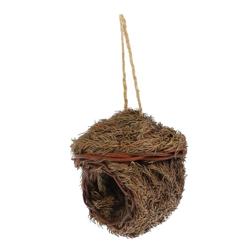 Toyvian Strohvogelkäfig Gewagter Vogelkäfig Nest Rattan Vogelhäuser Vogelhäuschen Im Freien Hängend Groß Klein Seegras Vogelhaus Rustikal Himmelzedernblätter Hellbraun Zufällige Farbe von Toyvian