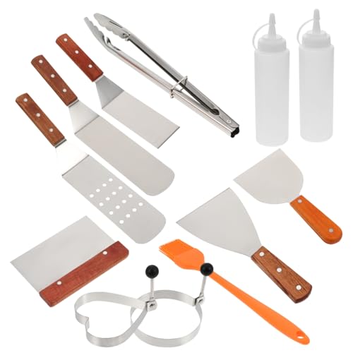 Toyvian Teiliges BBQ Zubehör aus Rostfreiem Edelstahl Langlebige Grillwerkzeuge mit Spatel Zange und Gabel für Outdoor Barbecue Praktisch und Platzsparend für Camping und Gartenfeier von Toyvian