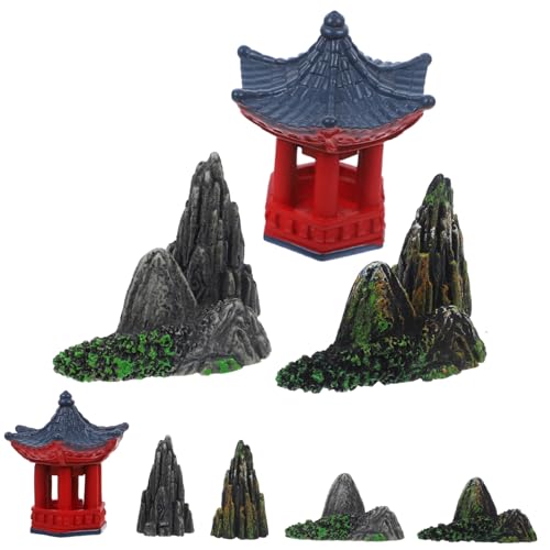 Toyvian Teiliges Micro Landschaftsset mit Mini und Bergornamenten Robustem Harz Filigrane Garten und Bonsai Dekoration Wetterfest für Terrarien Indoor Outdoor Gartenszenen von Toyvian