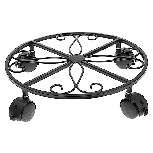 Toyvian Teppichtopfregal Blumenpothalter Metallblumenpflanzen Töpfe Halter Innenmetallblumenregal rollbarer Blumentopfhalter S Black von Toyvian