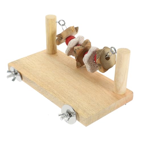 Toyvian Vogel Kauspielzeug aus Holz mit Kauperlen Sitzstange für Papageien und Wellensittiche Robuste Vogelkäfig Plattform Einfach zu Montieren Beißfest und Unterhaltsam Zufällige Farbe von Toyvian