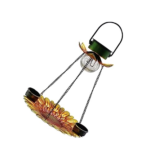 Toyvian Vogelhäuschen zum Aufhängen im Freien Futterspender Solar- Vogelfütterer Vogel Fütterer solarleuchten für außen Sonnenlicht Hängenden Vogelhäuschen Solarlampe aus Eisen Glas Gelb von Toyvian