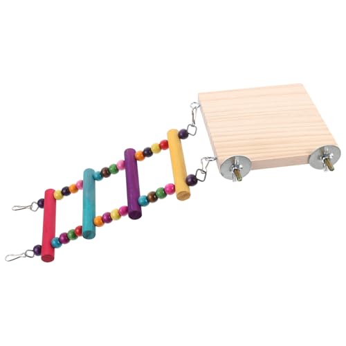 Toyvian Vogelleiter Schaukel aus Naturholz Stabiles Papageien Klettergerüst Bunte Vierstufige Vogelstiege für Wellensittiche und Kleine Papageien Balance trainingsgerät für Käfig und von Toyvian