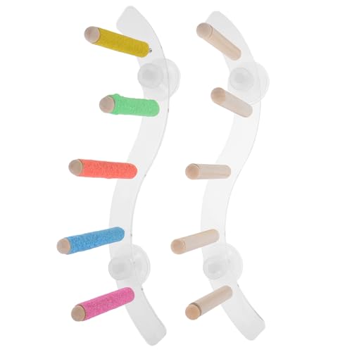 Toyvian Vogelsitzstange mit Saugnapf, Holz, für Papageien, Dusche und Fenster, für Papageien, Sittiche, Nymphensittiche, Conures, Wellensittiche, Unzertrennliche, 2 Stück von Toyvian