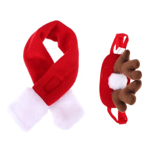 Toyvian Weihnachtliches Haustier Kostüm Weihnachts Hundeschal und Rentierkopfband Verstellbar Langlebig Bequem für Hunde und Katzen Festliche Party und Fotogeeignet von Toyvian