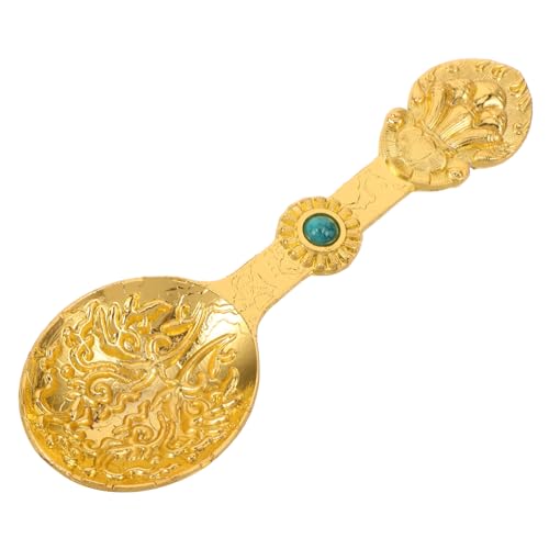 Toyvian goldene Teelöffel kleine Löffel Espresso-Teelöffel roségoldene Löffel Vintage Spoons antiker Kaffeelöffel Retro-Teelöffel roségoldene Blumenlöffel blau von Toyvian