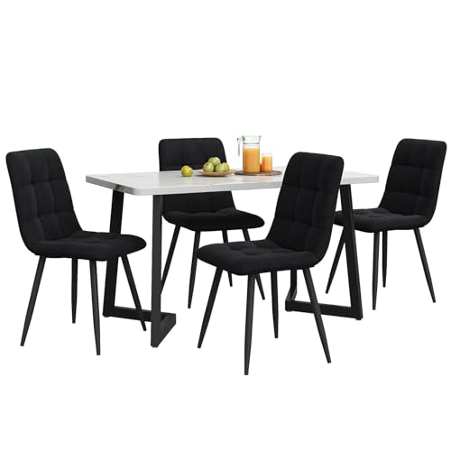 117×68×75 cm Moderner Küchentisch Set,Samt Esszimmerstühle, Polsterstuhl Design Stuhl mit Rückenlehne,MDF Tischplatte,5-Teiliges Esstisch-Set,BlackChairs-A von TozMvi