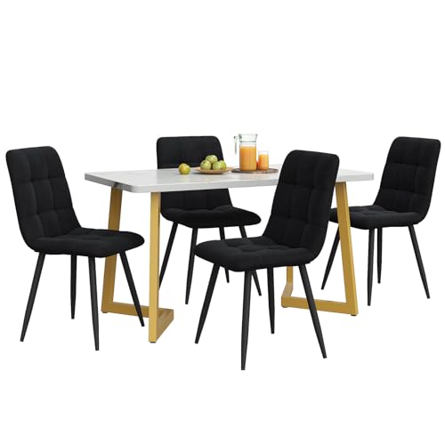 117×68×75 cm Moderner Küchentisch Set,Samt Esszimmerstühle, Polsterstuhl Design Stuhl mit Rückenlehne,MDF Tischplatte,5-Teiliges Esstisch-Set,BlackChairs-B von TozMvi