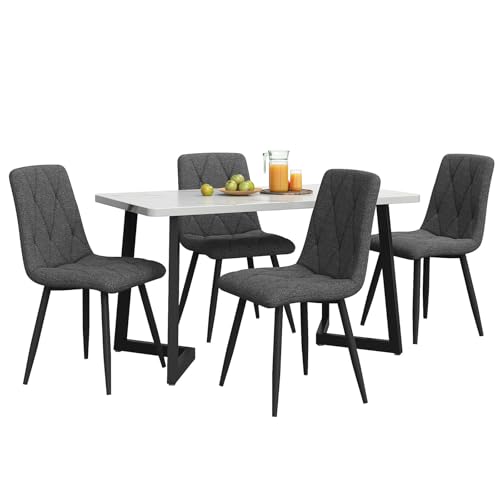 117×68×75 cm Moderner Küchentisch Set,Samt Esszimmerstühle, Polsterstuhl Design Stuhl mit Rückenlehne,MDF Tischplatte,5-Teiliges Esstisch-Set,GreyChairs-A von TozMvi