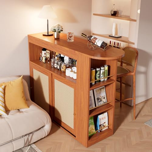 Ausziehbarer Bartisch, Bar Tisch Esstisch mit Rattangeflecht-Tür, Verstellbare Ablagen, Zweifacher Stauraum,für Hausbar, Kücheninsel oder Esszimmer, Größe: 138-193×39×105 cm Ausziehbarer Bartisch, Bar Tisch Esstisch mit Rattangeflecht-Tür, Verstellbare Ablagen, Zweifacher Stauraum,für Hausbar, Kücheninsel oder Esszimmer, Größe: 138-193×39×105 cm von TozMvi
