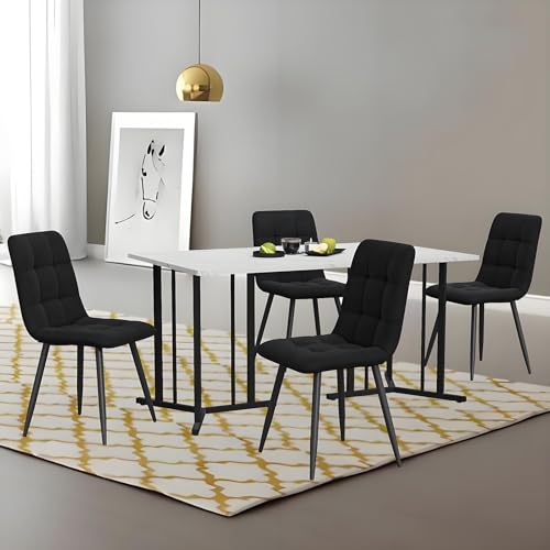 Esstisch 140×80cm mit 4 Stühlen Set, Metallbeinen Esstisch Moderner Küchentisch Set,Rechteckiger Esstisch Moderner Küchentisch Set,MDF Tischplatte in Weißer Esstisch 140×80cm mit 4 Stühlen Set, Metallbeinen Esstisch Moderner Küchentisch Set,Rechteckiger Esstisch Moderner Küchentisch Set,MDF Tischplatte in Weißer von TozMvi
