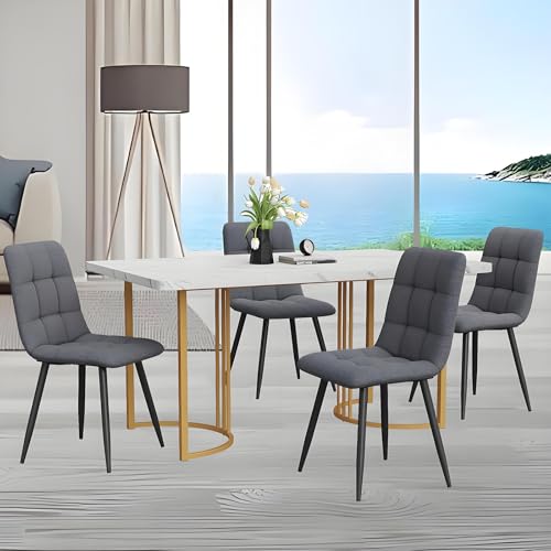 Esstisch mit 4 Stühlen Set, 140×80×75 cm Rechteckiger Esstisch, Esszimmergruppe, Moderne Küche Esstisch Set, Esszimmerstuhl Küchenstuhl Set, Küchentisch Set,GrayChairs von TozMvi