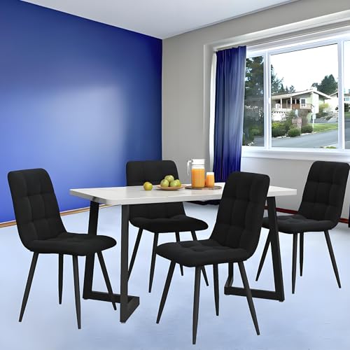 Modern Esstisch Rechteckiger Tisch 117×68cm,Esstisch aus Moderner Marmor-Finish Küchentisch mit Metallbeinen für Esszimmer Wohnzimmer,BlackChairs-A von TozMvi
