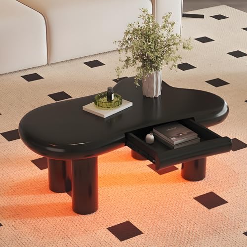 Moderner Couchtisch Mit Schublade, LED-Beleuchtung, Wolken-Couchtisch, Unregelmäßiges Modernes Couchtisch-Dekor, Für Wohnzimmer, Schlafzimmer, Wohnung, Büro,Black Moderner Couchtisch Mit Schublade, LED-Beleuchtung, Wolken-Couchtisch, Unregelmäßiges Modernes Couchtisch-Dekor, Für Wohnzimmer, Schlafzimmer, Wohnung, Büro,Black von TozMvi
