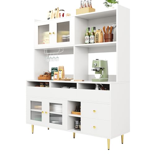 Moderner Schrank Mit Schublade Und Weinregal, Küchenaufbewahrungsschrank, Buffetschrank, Sideboard, Mehrzweckschrank Für Küche, Wohnzimmer, Esszimmer,White von TozMvi