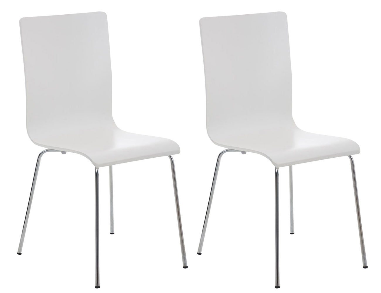 TPFLiving Besucherstuhl Apeldoorn - Stuhl mit chromfarbenem Metallgestell (Besucherstuhl - Sitzfläche und Rückenlehne aus Holz, 2 St), Maße (TxBxH): 47 x 43 x 87cm - Farbe: weiß von Tpfliving