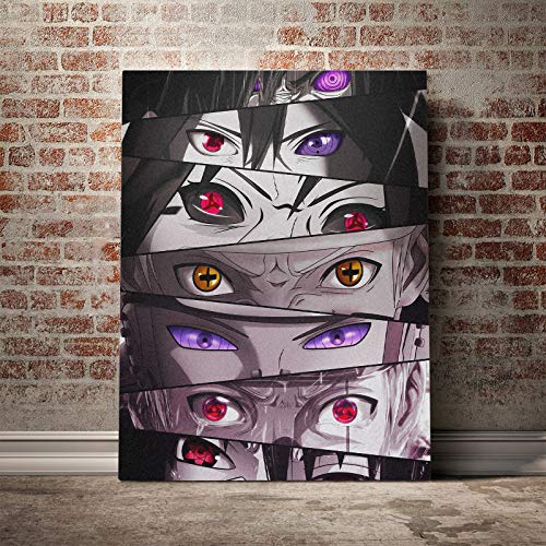 Tpqoaa Moderne Vintage Bild Poster Print Leinwandbild Leinwand Plakat Deko Bild Naruto Eyes Sharingan Rinnegan 40x60cm Für das Wohnzimmer,Büro,Küche,Badezimmer,Schlafzimmer von Tpqoaa