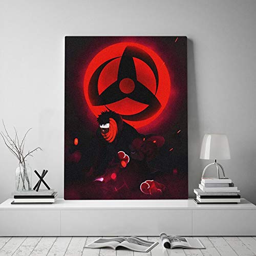 Tpqoaa Moderne Vintage Bild Poster Print Leinwandbild Leinwand Plakat Deko Bild Uchiha Obito Sharingan 50x66cm Für das Wohnzimmer,Büro,Küche,Badezimmer,Schlafzimmer von Tpqoaa