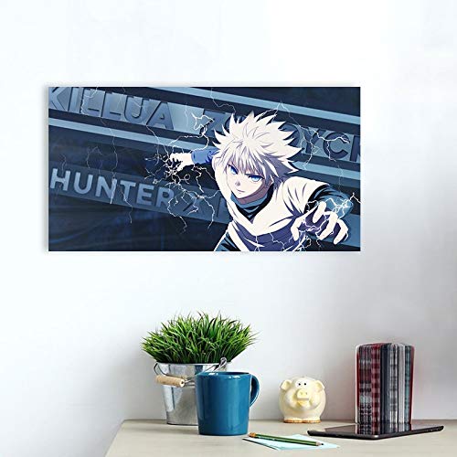 Tpqoaa Wandbild Vlies-Kunstdruck Auf Leinwanddruck, Killua Zoldyck Hunter X Hunter Anime Poster 81x45cm Leinwand Bild Wandbilder Wohnzimmer Wohnung Deko Kunstdrucke von Tpqoaa