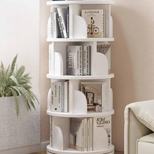 360 Grad drehbares Bücherregal,Bücherregal für Studenten zu Hause,Bilderbuchregal,Eckregal zum Lesen,Geeignet für Schlafzimmer,Wohnzimmer,Kinderzimmer und Erwachsene(White,46*126cm/18.1*49.6in) von Tqertrtfxa