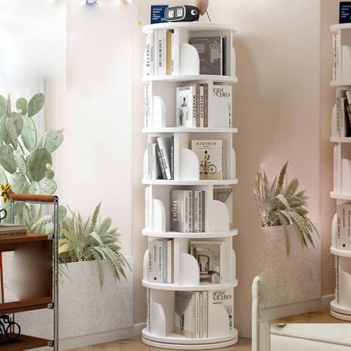 360 Grad drehbares Bücherregal,Bücherregal für Studenten zu Hause,Bilderbuchregal,Eckregal zum Lesen,Geeignet für Schlafzimmer,Wohnzimmer,Kinderzimmer und Erwachsene(White,46*188cm/18.1*74in) von Tqertrtfxa