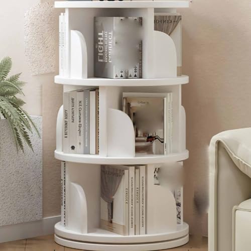 360 Grad drehbares Bücherregal,Bücherregal für Studenten zu Hause,Bilderbuchregal,Eckregal zum Lesen,Geeignet für Schlafzimmer,Wohnzimmer,Kinderzimmer und Erwachsene(White,46*95cm/18.1*37.4in) von Tqertrtfxa