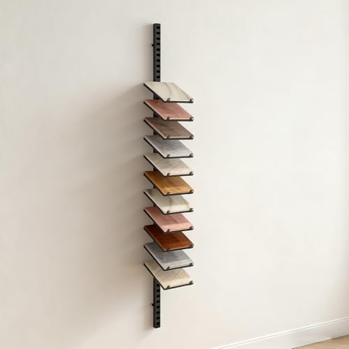 Decken-Musterständer mit Aluminium-Zwickel,Metallfliesenlagerregal,Floor Fliesen Probenhalter Display Rack,Musterständer für Kleiderschranktürpaneele(Black,240cm/94.5in) von Tqertrtfxa
