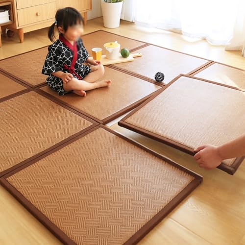 Faltbare Tatami-Matratze, geeignet für Schlafzimmer,Traditionelle japanische Tatami-Matratze,Faltbare Bodenmatte, atmungsaktive Sommerschlafmatte aus natürlichem Rattan,Japanisches Futon, geeignet für von Tqertrtfxa