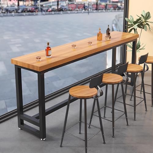 Massivholz Bartisch Bar Kaffeehocker Stehtisch und Stuhl Tisch Milch Teeladen Wand Langer Tisch Modern Einfach,Bistrotisch für den Außenbereich, schmaler Bartisch für die Terrasse(E,120*60*105cm/47.2* von Tqertrtfxa
