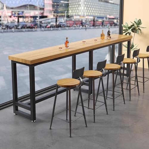 Massivholz Bartisch Bar Kaffeehocker Stehtisch und Stuhl Tisch Milch Teeladen Wand Langer Tisch Modern Einfach,Bistrotisch für den Außenbereich, schmaler Bartisch für die Terrasse(D,160*40*105cm/63*15 von Tqertrtfxa