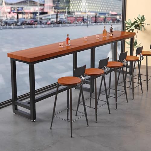 Massivholz Bartisch Bar Kaffeehocker Stehtisch und Stuhl Tisch Milch Teeladen Wand Langer Tisch Modern Einfach,Bistrotisch für den Außenbereich, schmaler Bartisch für die Terrasse(B,120*60*105cm/47.2* von Tqertrtfxa