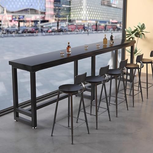 Massivholz Bartisch Bar Kaffeehocker Stehtisch und Stuhl Tisch Milch Teeladen Wand Langer Tisch Modern Einfach,Bistrotisch für den Außenbereich, schmaler Bartisch für die Terrasse(C,140*60*105cm/55.1* von Tqertrtfxa