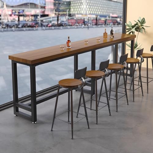 Massivholz Bartisch Bar Kaffeehocker Stehtisch und Stuhl Tisch Milch Teeladen Wand Langer Tisch Modern Einfach,Bistrotisch für den Außenbereich, schmaler Bartisch für die Terrasse(F,200*40*105cm/78.7* von Tqertrtfxa