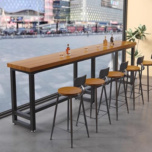Massivholz Bartisch Bar Kaffeehocker Stehtisch und Stuhl Tisch Milch Teeladen Wand Langer Tisch Modern Einfach,Bistrotisch für den Außenbereich, schmaler Bartisch für die Terrasse(A,200*60*105cm/78.7* von Tqertrtfxa