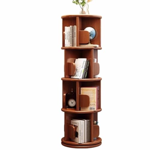 Massivholz drehbares Bücherregal 360 Grad Bücherregal Home Wohnzimmer Leseregal Bodenregal Schlafzimmer Nachttisch drehbar großes Chassis mehrschichtige Lagerung(Walnut,40*130cm/15.7*51.2in) von Tqertrtfxa