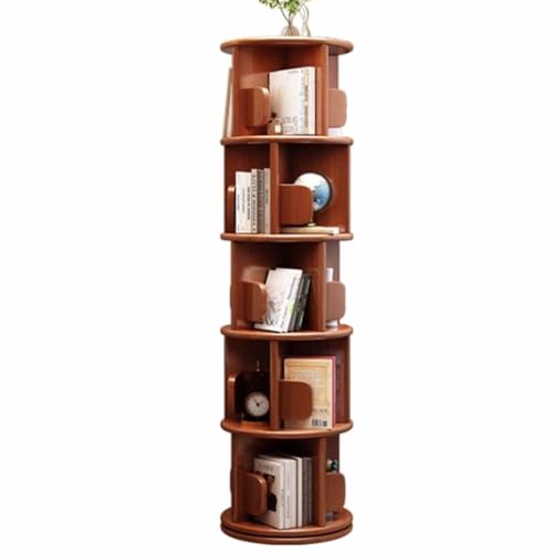 Massivholz drehbares Bücherregal 360 Grad Bücherregal Home Wohnzimmer Leseregal Bodenregal Schlafzimmer Nachttisch drehbar großes Chassis mehrschichtige Lagerung(Walnut,40*161cm/15.7*63.4in) von Tqertrtfxa