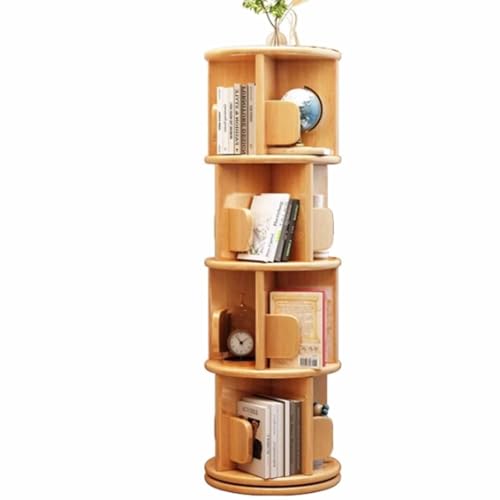 Massivholz drehbares Bücherregal 360 Grad Bücherregal Home Wohnzimmer Leseregal Bodenregal Schlafzimmer Nachttisch drehbar großes Chassis mehrschichtige Lagerung(Wood,40*130cm/15.7*51.2in) von Tqertrtfxa