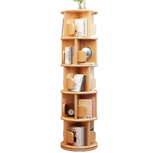 Massivholz drehbares Bücherregal 360 Grad Bücherregal Home Wohnzimmer Leseregal Bodenregal Schlafzimmer Nachttisch drehbar großes Chassis mehrschichtige Lagerung(Wood,40*161cm/15.7*63.4in) von Tqertrtfxa