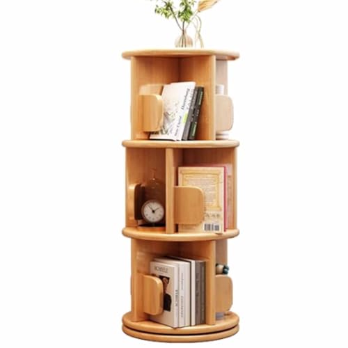 Massivholz drehbares Bücherregal 360 Grad Bücherregal Home Wohnzimmer Leseregal Bodenregal Schlafzimmer Nachttisch drehbar großes Chassis mehrschichtige Lagerung(Wood,40*98cm/15.7*38.6in) von Tqertrtfxa
