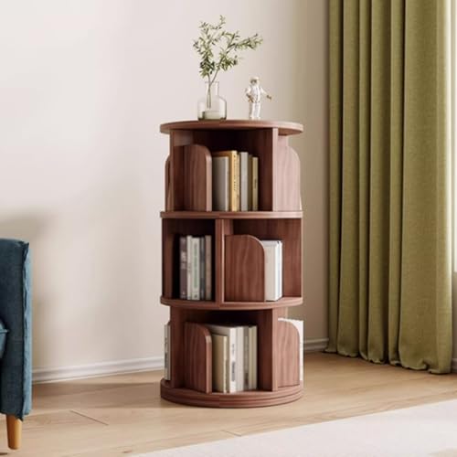 Tqertrtfxa Bücherregal aus massivem Holz,360 ° drehbar,Bücherregal für Erwachsene,Wohnzimmer-Lagerregal,Massivholz drehbares Bücherregal 360 Grad Bücherregal(Walnut,97 * 50cm/38.2 * 19.7in) von Tqertrtfxa