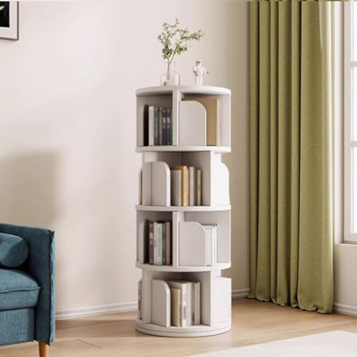 Tqertrtfxa Bücherregal aus massivem Holz,360 ° drehbar,Bücherregal für Erwachsene,Wohnzimmer-Lagerregal,Massivholz drehbares Bücherregal 360 Grad Bücherregal(White,128 * 50cm/50.4 * 19.7in) von Tqertrtfxa