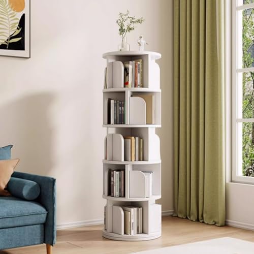 Tqertrtfxa Bücherregal aus massivem Holz,360 ° drehbar,Bücherregal für Erwachsene,Wohnzimmer-Lagerregal,Massivholz drehbares Bücherregal 360 Grad Bücherregal(White,159 * 39cm/62.6 * 15.4in) von Tqertrtfxa
