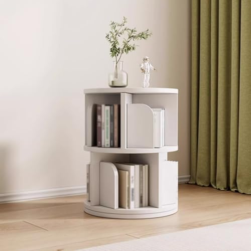 Tqertrtfxa Bücherregal aus massivem Holz,360 ° drehbar,Bücherregal für Erwachsene,Wohnzimmer-Lagerregal,Massivholz drehbares Bücherregal 360 Grad Bücherregal(White,66 * 44cm/26 * 17.3in) von Tqertrtfxa